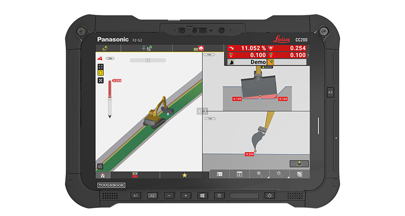 Contrôleur de terrain Leica iCON cc80 avec la solution Leica iCON site excavator pour pelles compactes. 